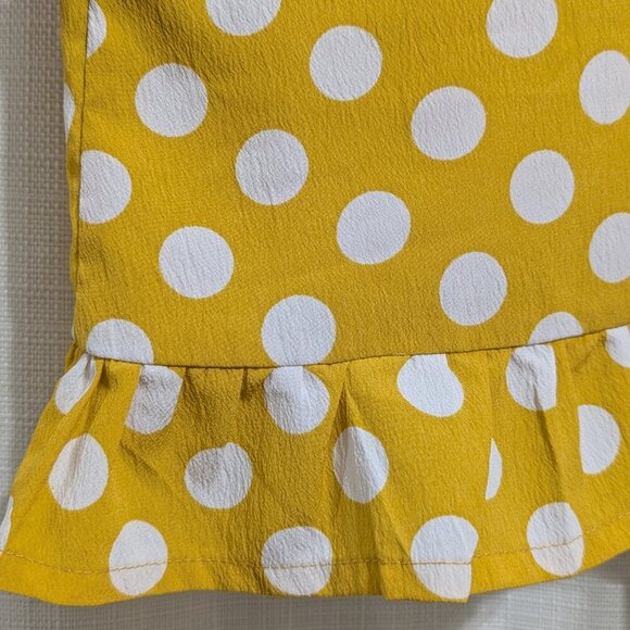 4/$20 Volcom Read the Room Yellow White Polka Dots Tank Top Size L - Picture 3 of 4